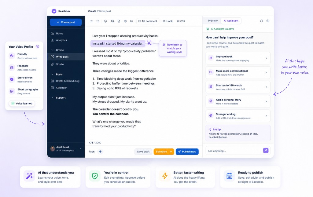 Write faster with AI + templates